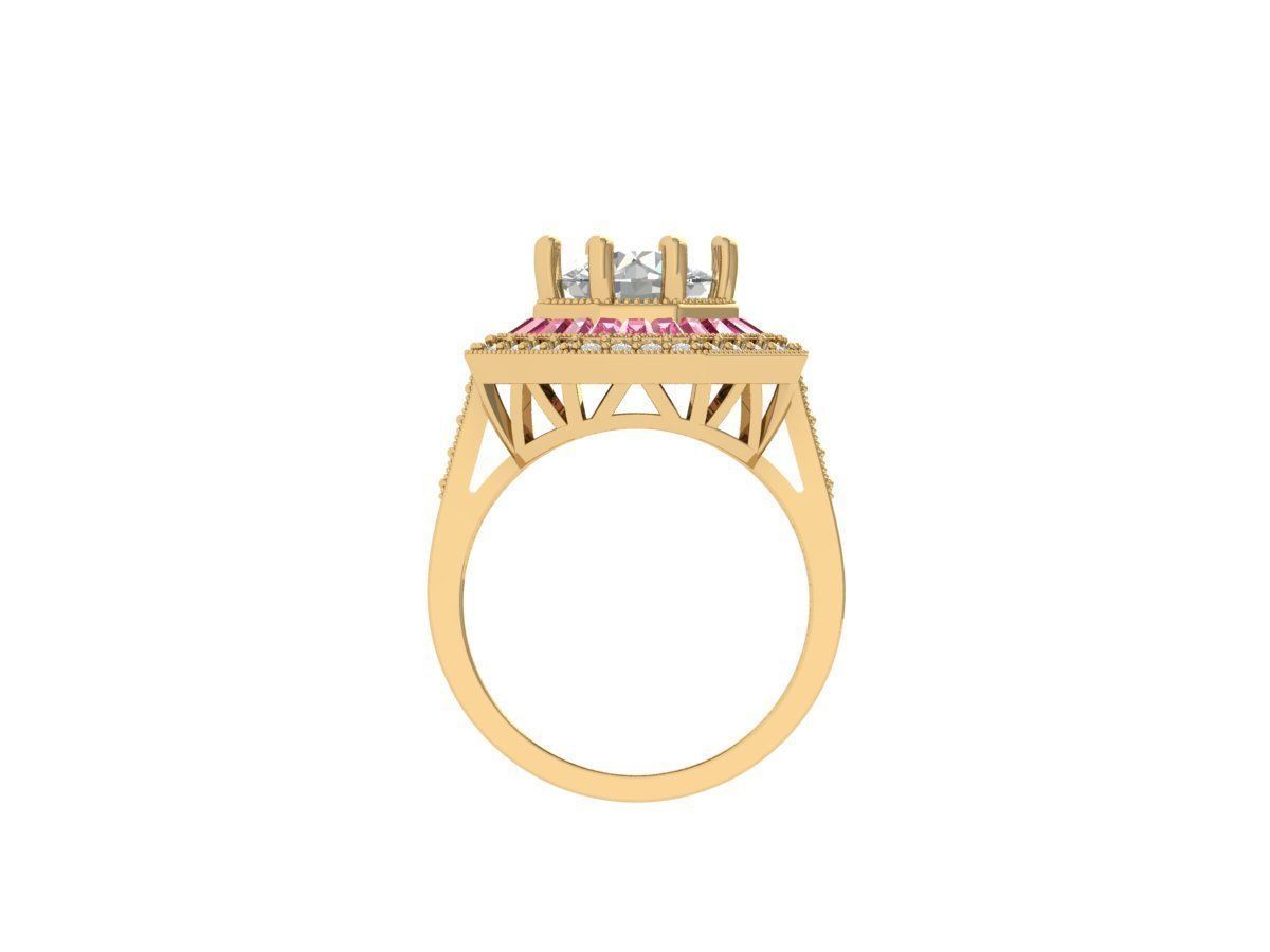 Solitaire Engagement Art Deco Ring 3D print model_8