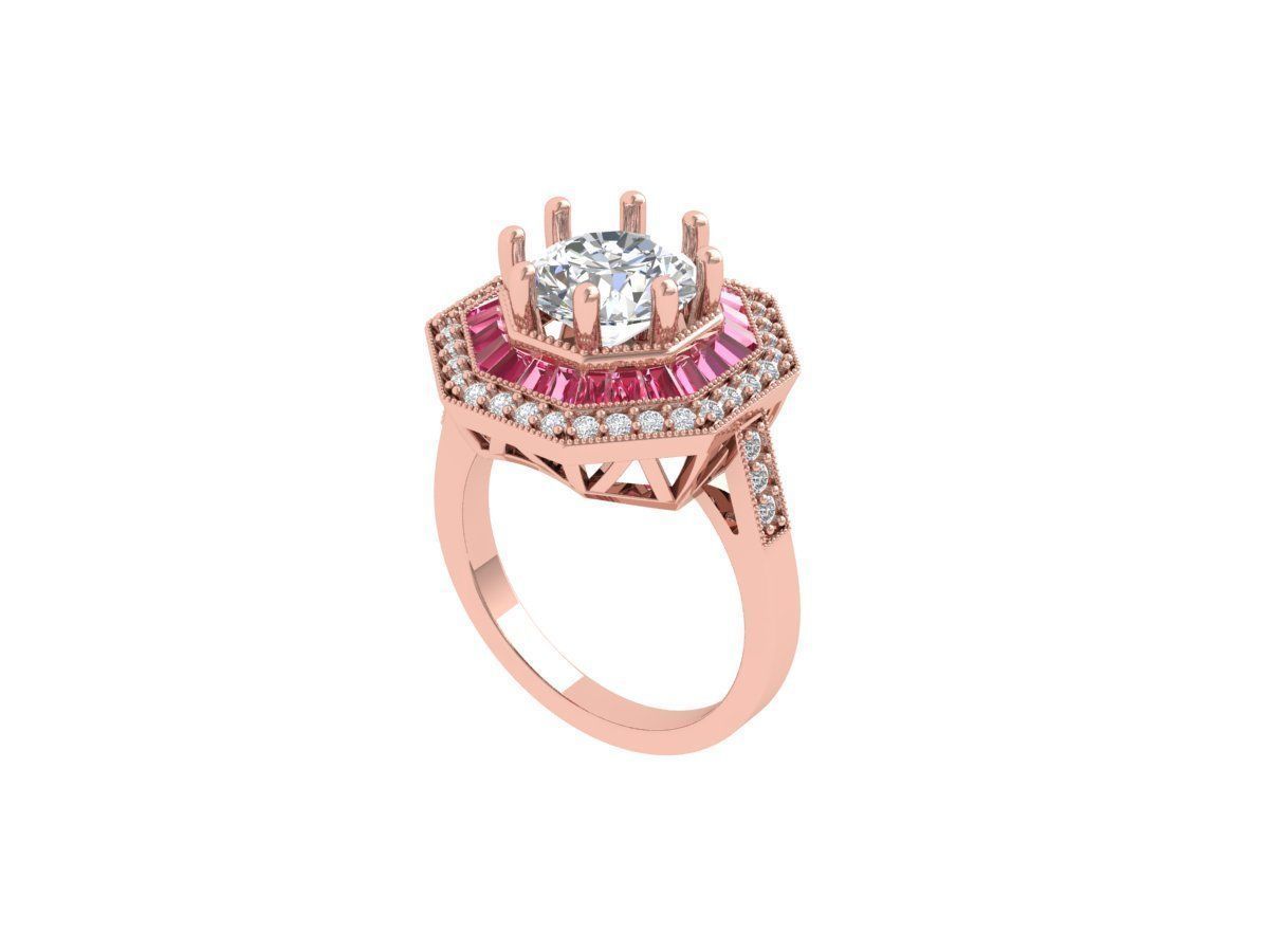 Solitaire Engagement Art Deco Ring 3D print model_1