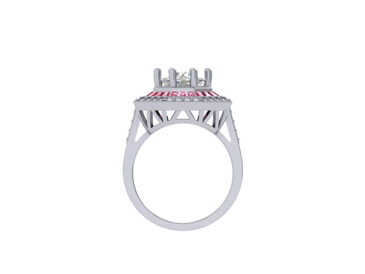 Solitaire Engagement Art Deco Ring 3D print model_7