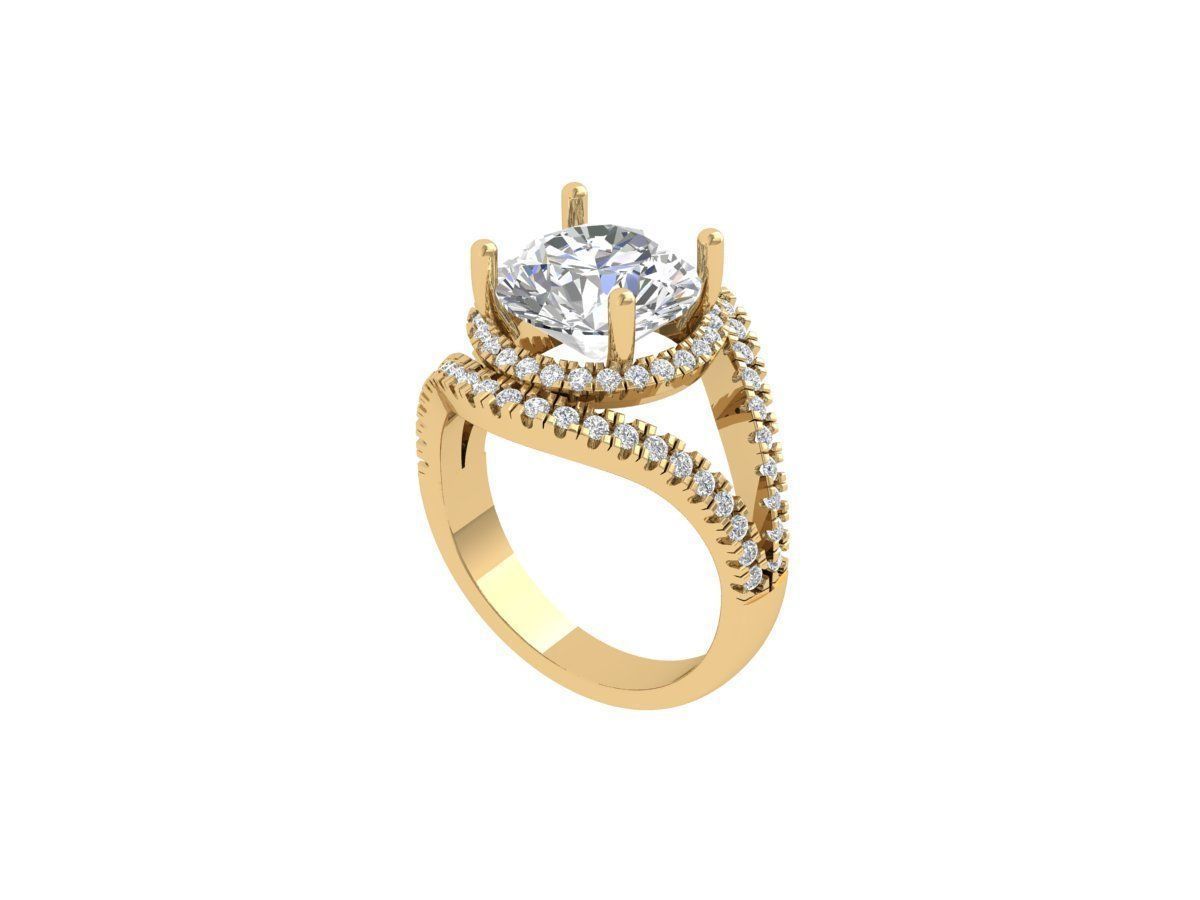 Solitaire Engagement Art Deco Ring 3D print model_3