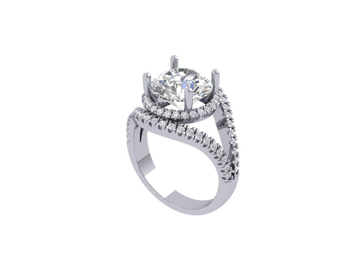 Solitaire Engagement Art Deco Ring 3D print model_5