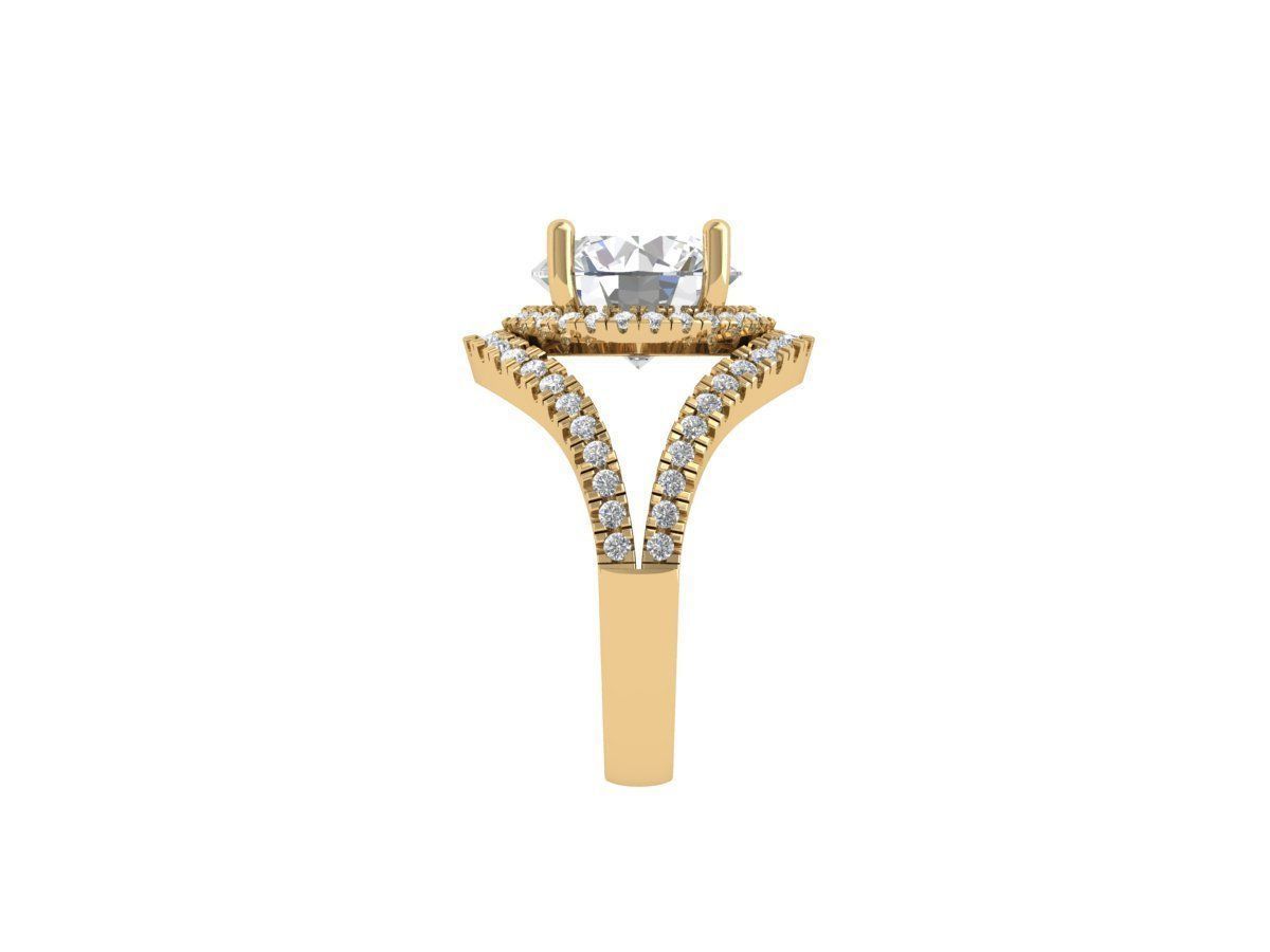 Solitaire Engagement Art Deco Ring 3D print model_8