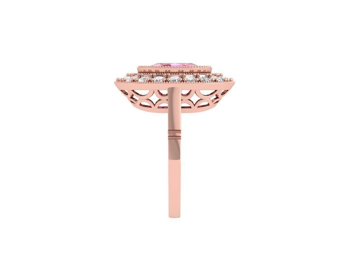 Cushion Solitaire Art deco Ring 3D print model_6