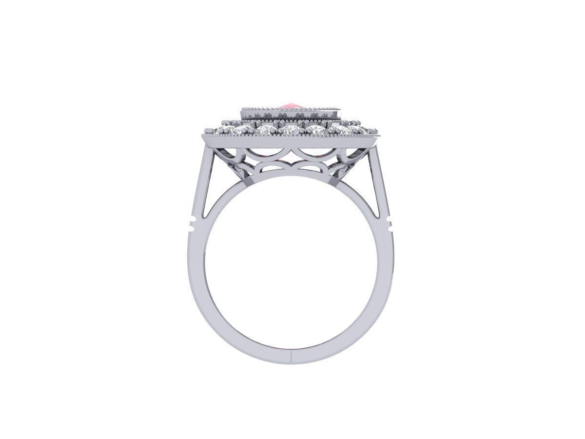 Cushion Solitaire Art deco Ring 3D print model_9