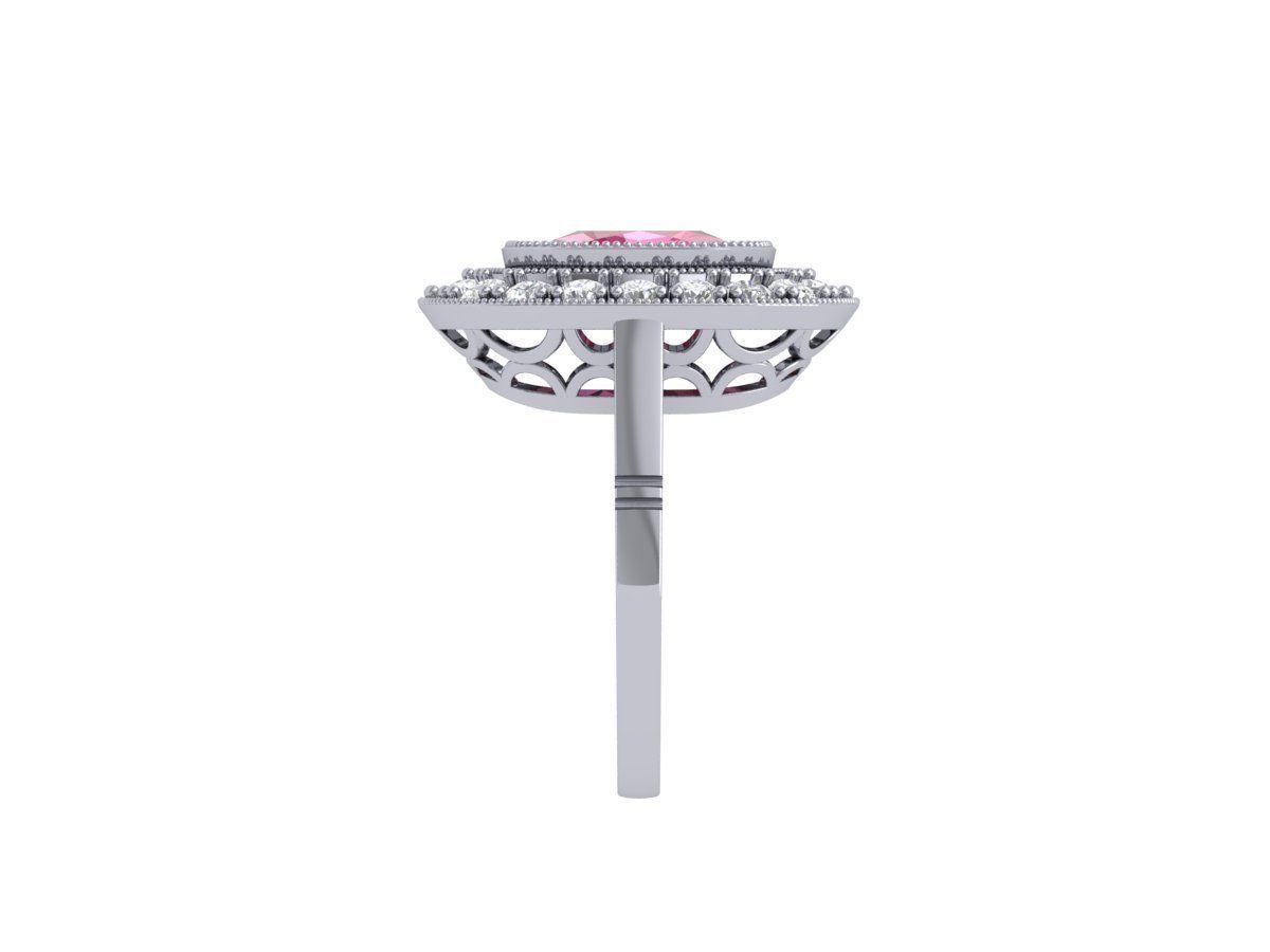 Cushion Solitaire Art deco Ring 3D print model_7