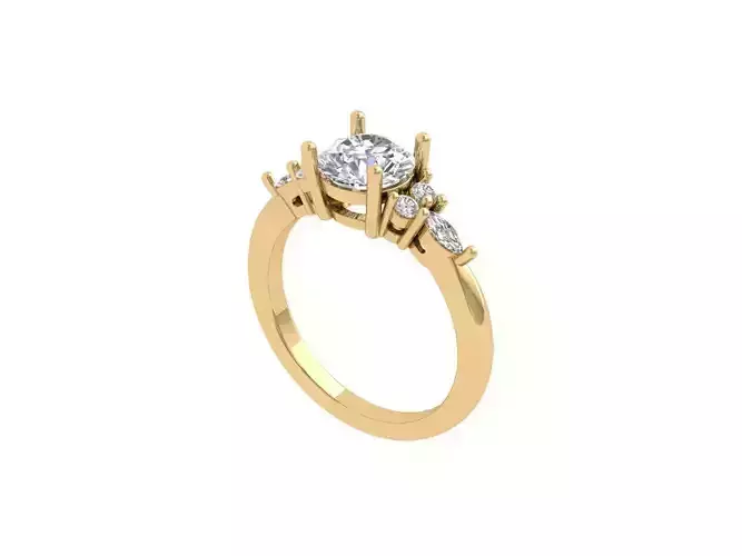 Solitaire Engagement Art Deco Ring