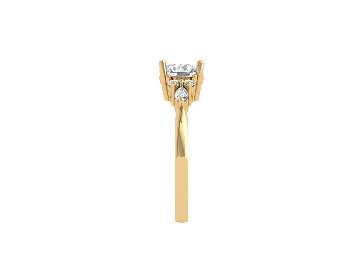 Solitaire Engagement Art Deco Ring 3D print model_8