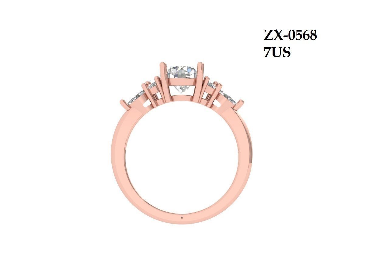 Solitaire Engagement Art Deco Ring 3D print model_11