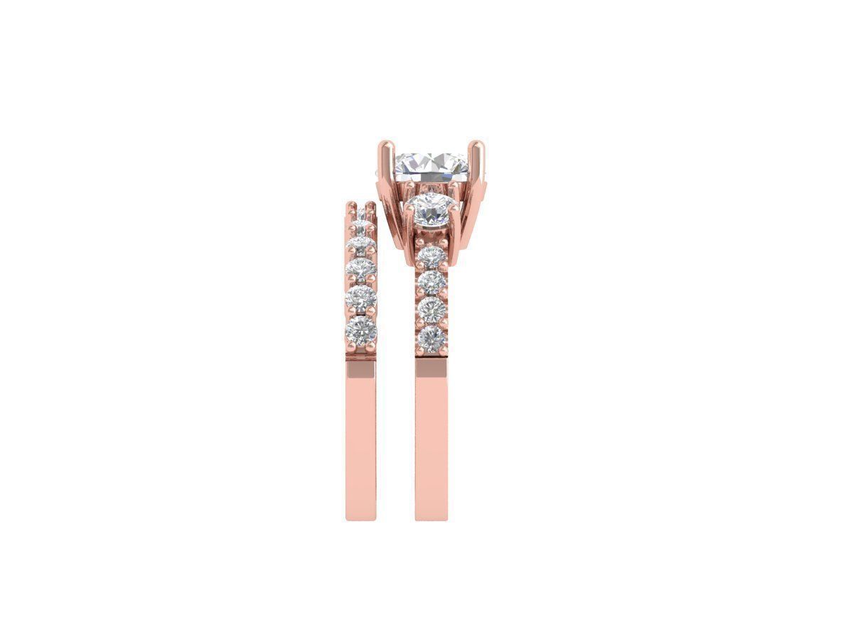 3Stone Solitair Ring Bridal Set 3D print model_6