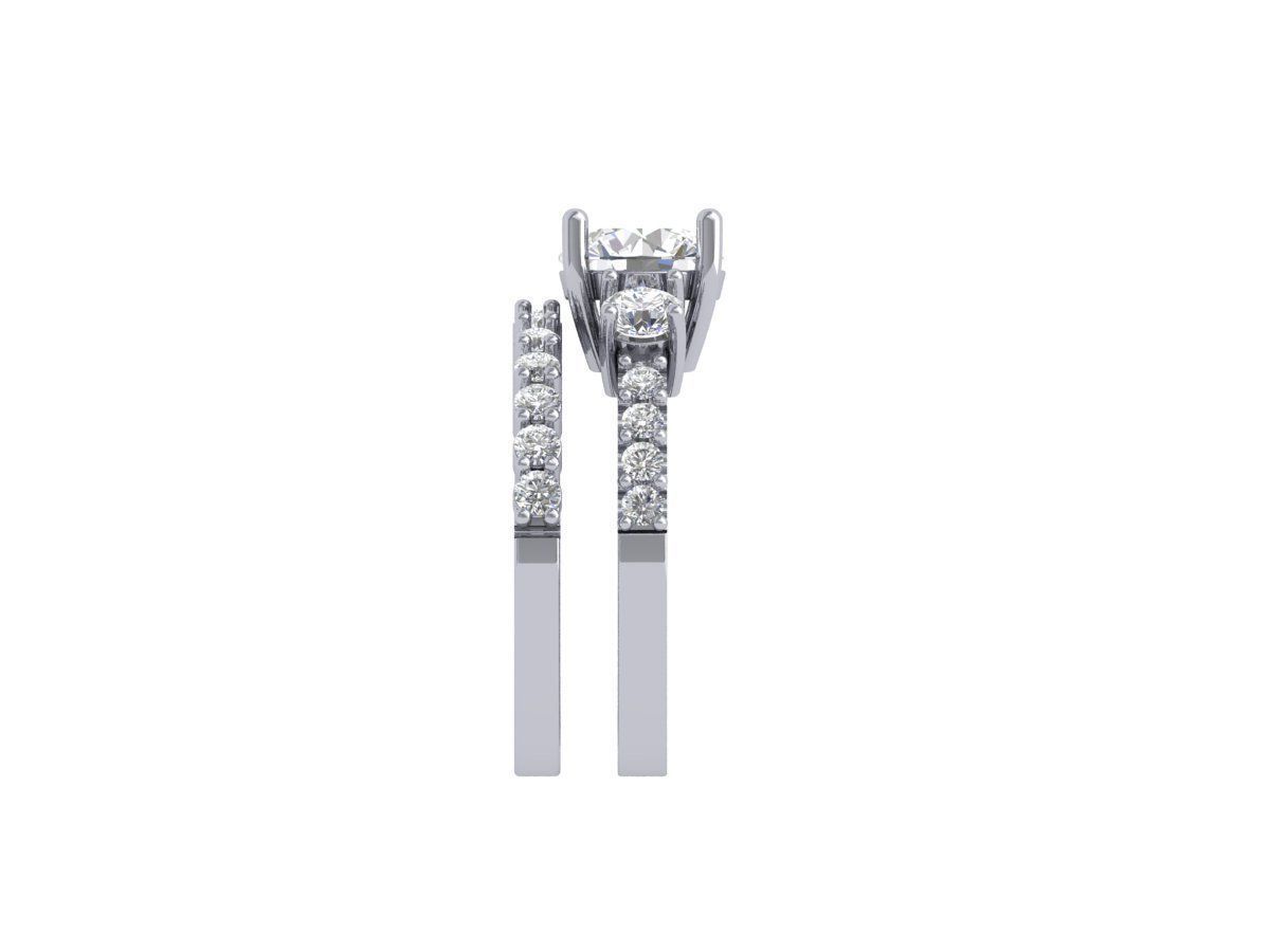3Stone Solitair Ring Bridal Set 3D print model_8