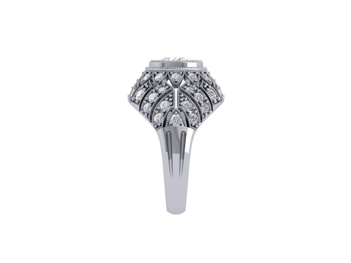 Solitaire Engagement Art Deco Ring 3D print model_7