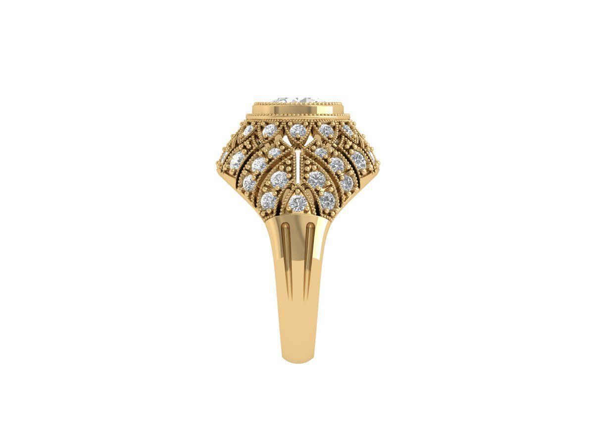 Solitaire Engagement Art Deco Ring 3D print model_8