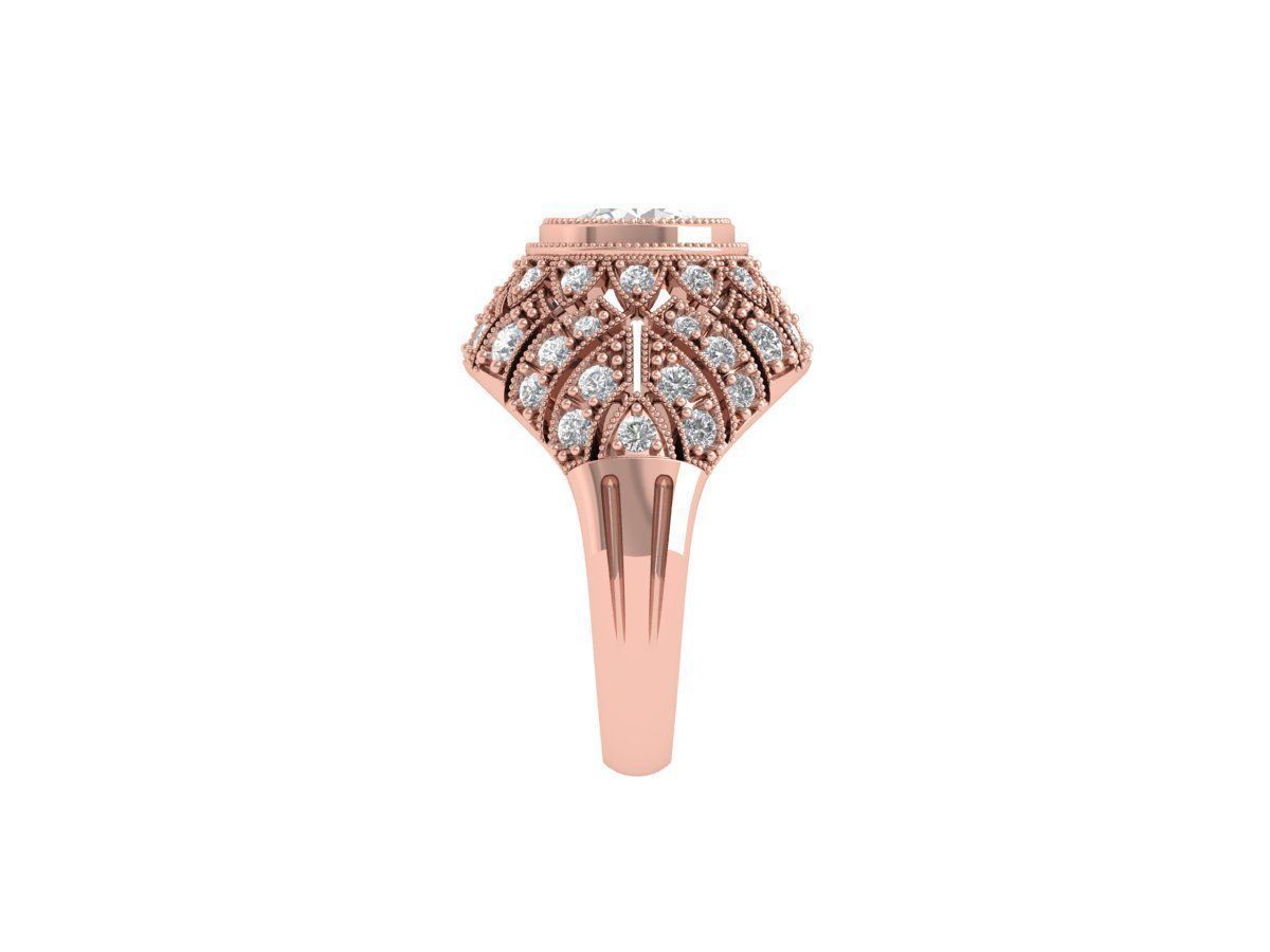 Solitaire Engagement Art Deco Ring 3D print model_6