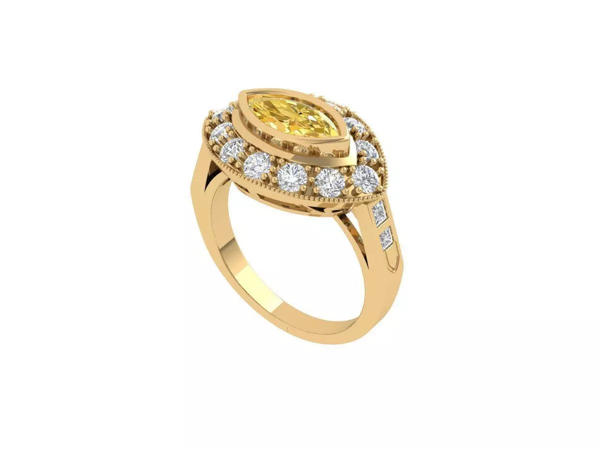 Marquise Art Deco Ring 3D print model