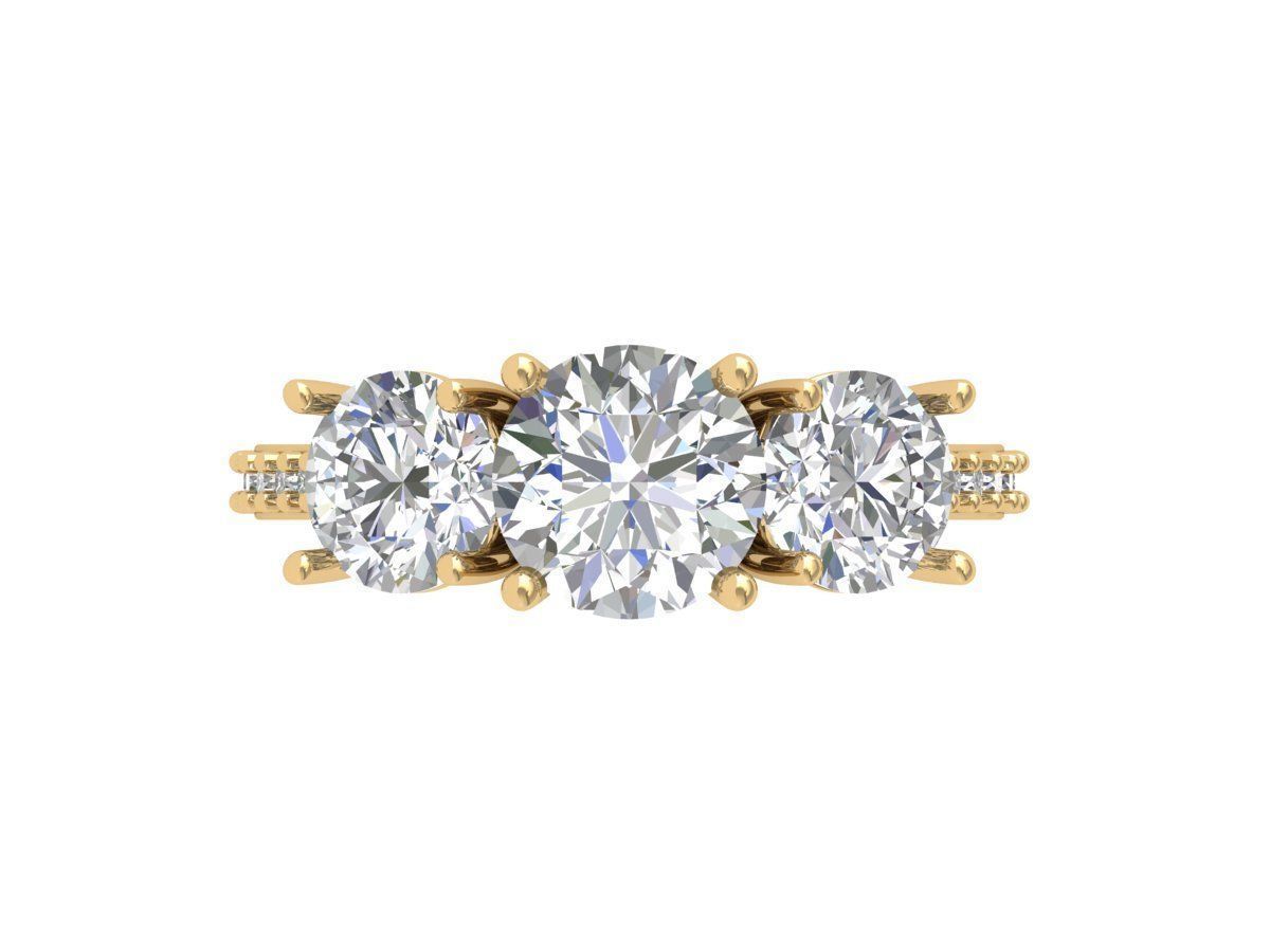 3 Stone Art Deco Ring 3D print model_5