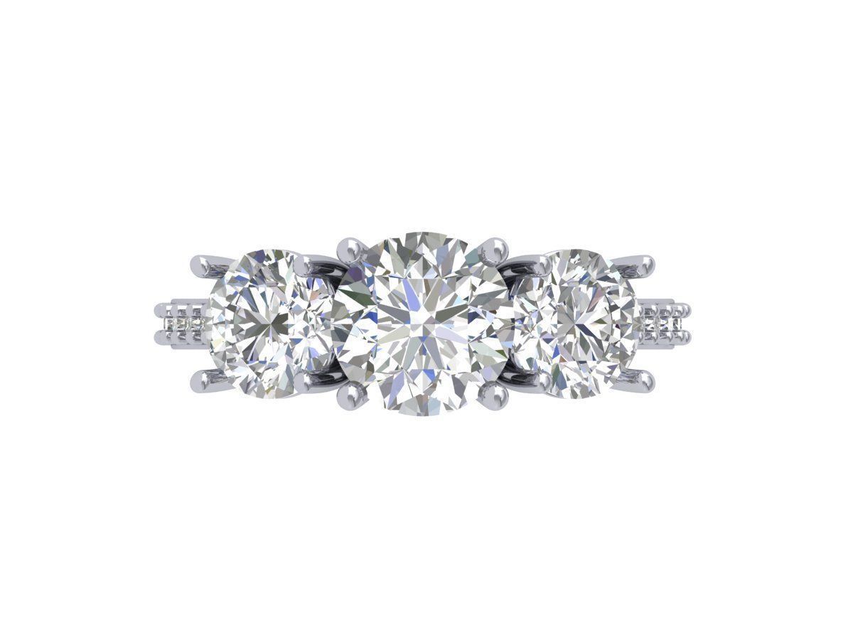 3 Stone Art Deco Ring 3D print model_4