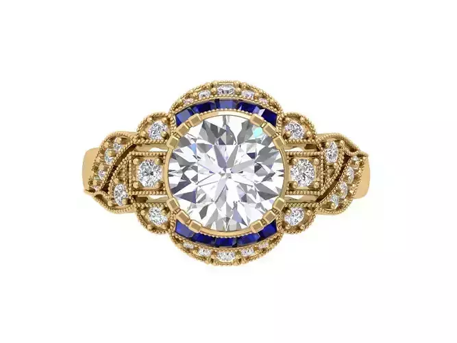 Solitaire Engagement Art Deco Ring