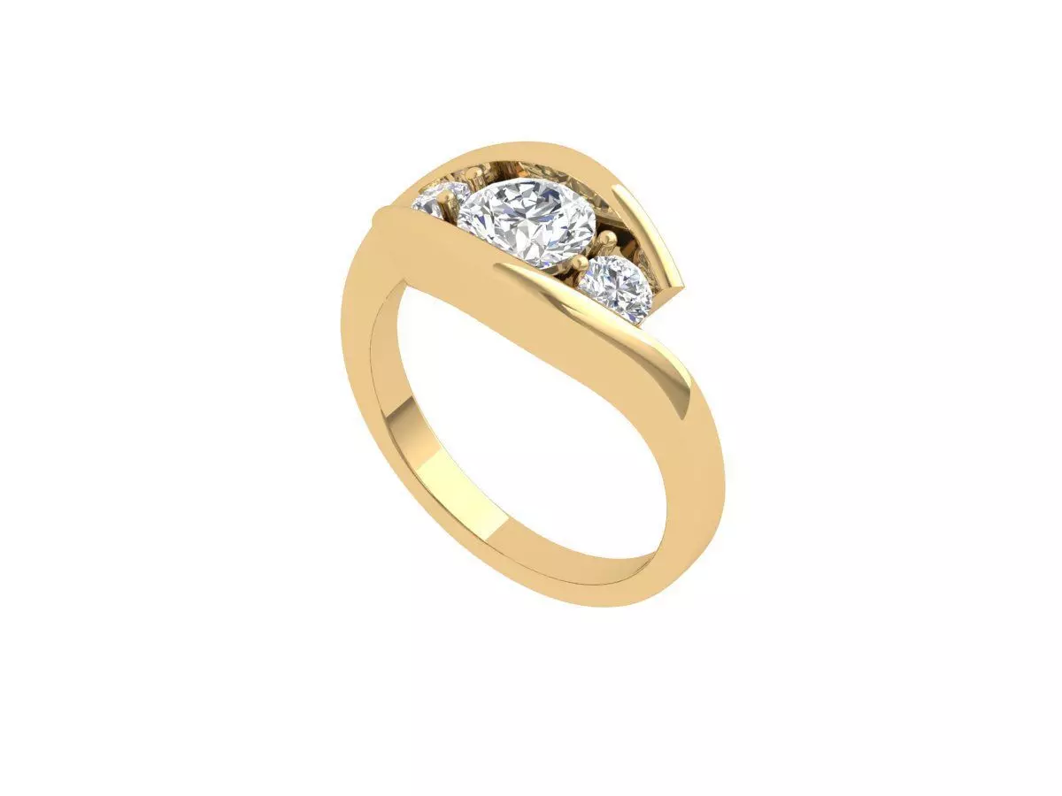 3 Stone Art Deco Ring 3D print model