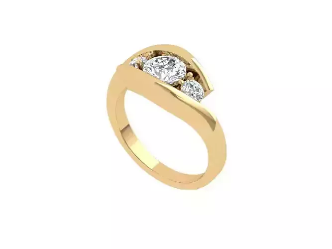  3 Stone Art Deco Ring