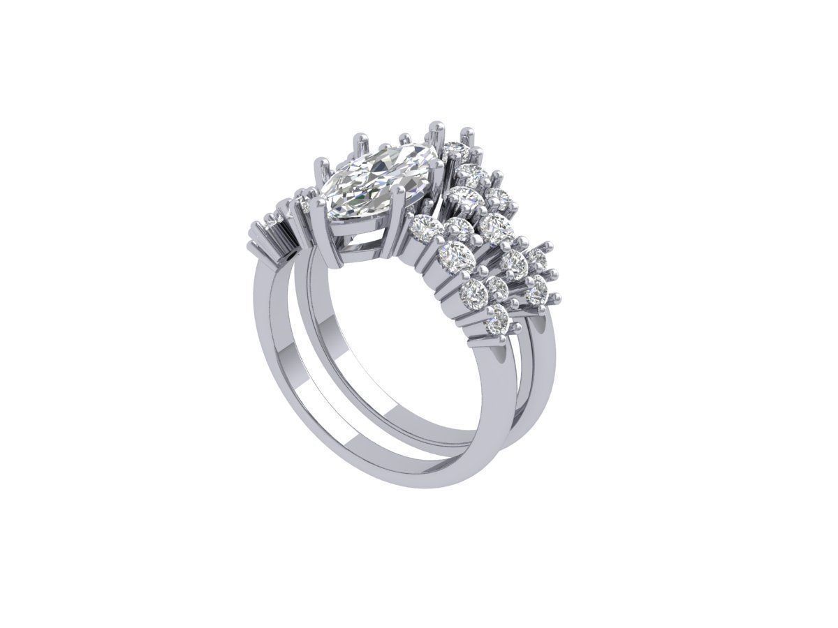 Marquise Ring Bridal Set 3D print model_2