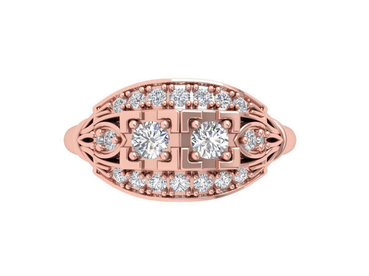 Solitaire Engagement Art Deco Ring 3D print model_1