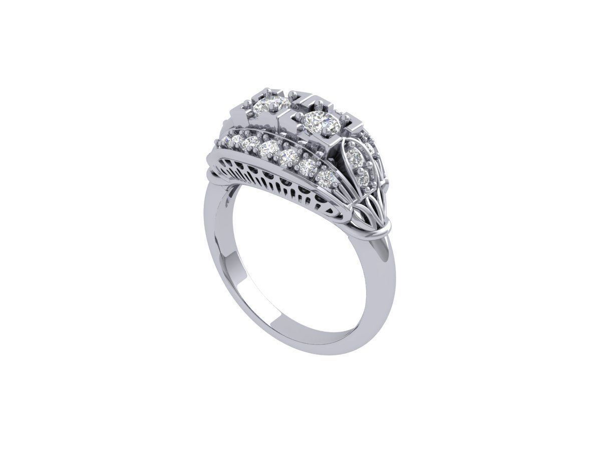 Solitaire Engagement Art Deco Ring 3D print model_4