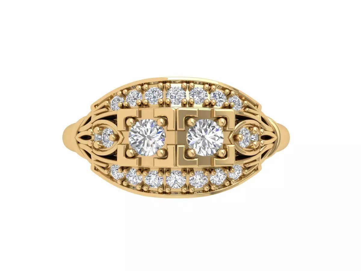 Solitaire Engagement Art Deco Ring 3D print model_0