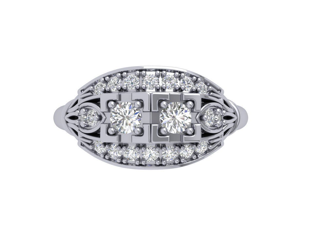 Solitaire Engagement Art Deco Ring 3D print model_2