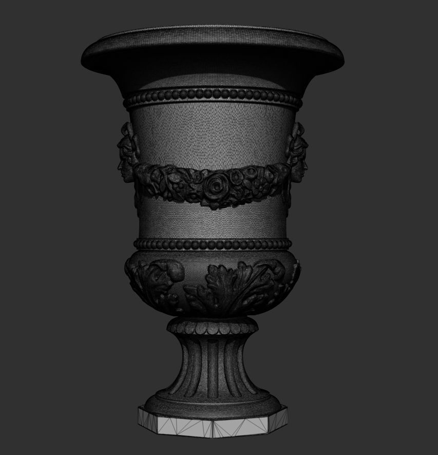 Decorated urn with female head 3D model_5