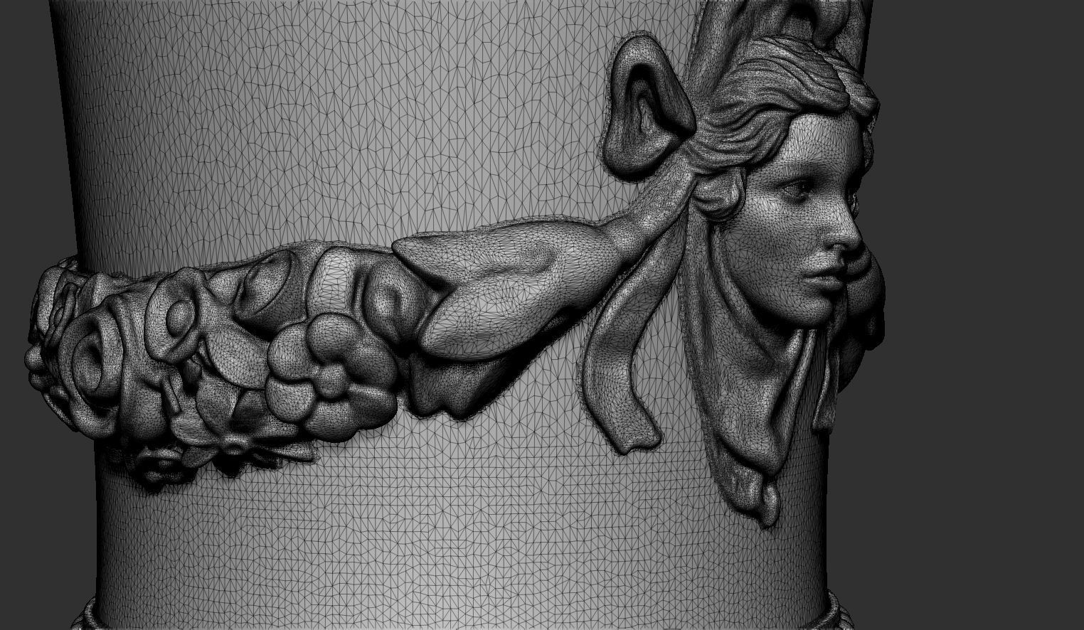 Decorated urn with female head 3D model_6