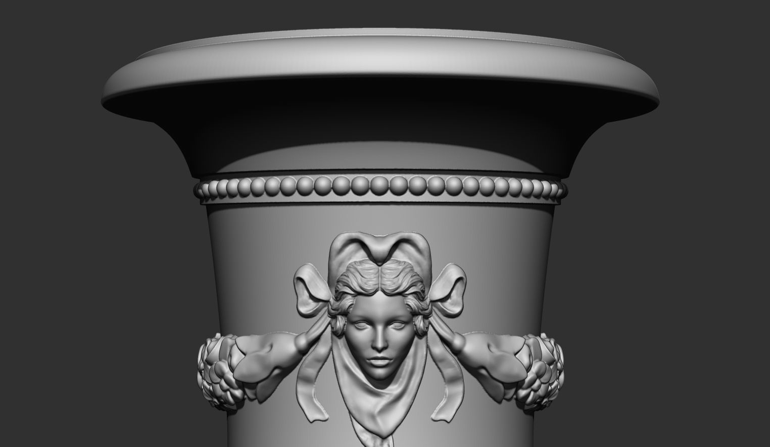 Decorated urn with female head 3D model_7
