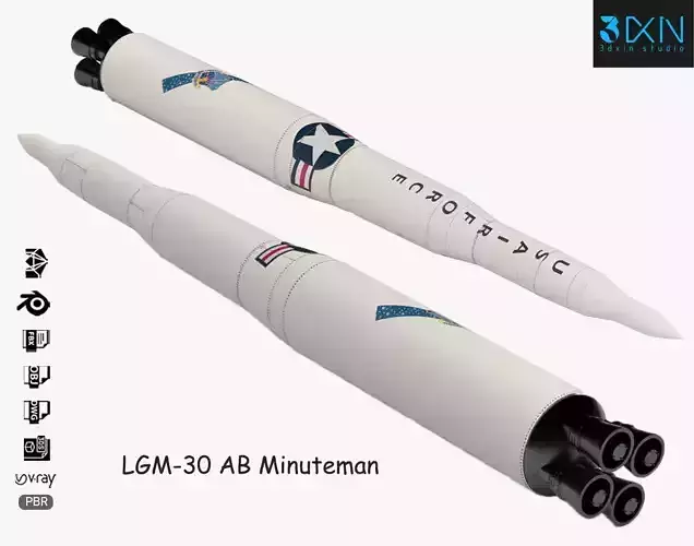 LGM-30 AB Minuteman Intercontinental Ballistic Missile 3D model
