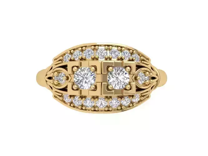 Solitaire Engagement Art Deco Ring