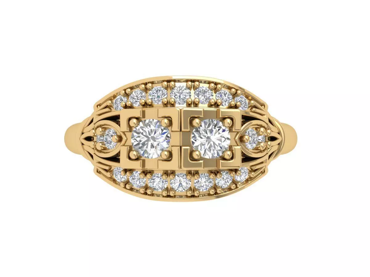 Solitaire Engagement Art Deco Ring 3D print model