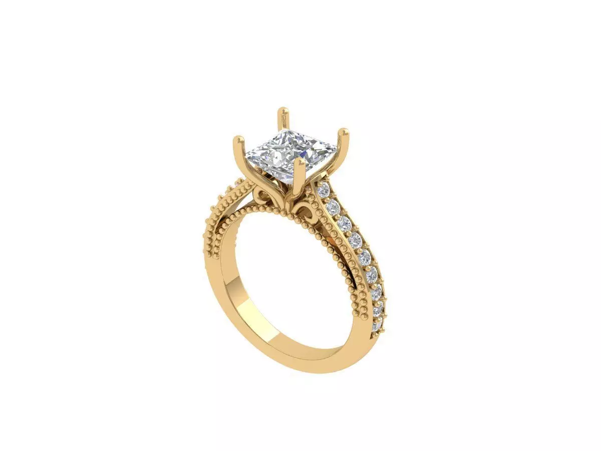 Princess Art Deco Ring 3D print model_0