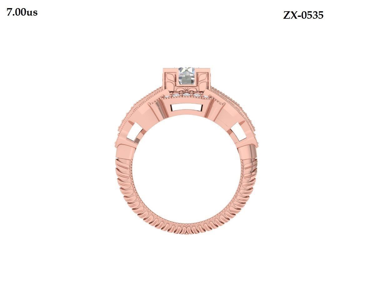 Solitaire Engagement Art Deco Ring 3D print model_11