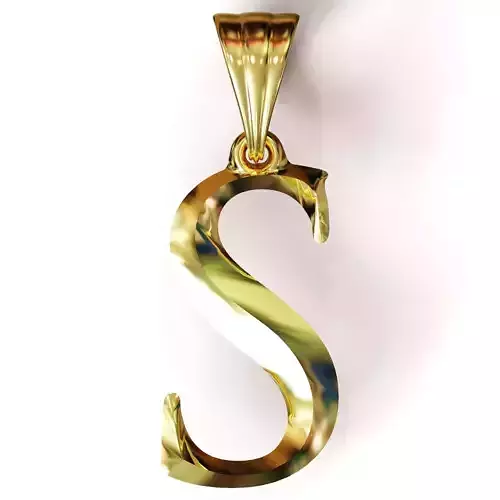 Prismatic letter S pendant earring and keychain 3D print model