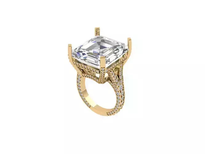 Emerald Solitaire Art Deco Ring 3D print model