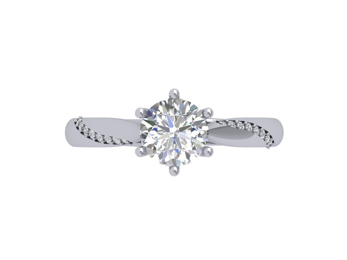 Solitaire Engagement Art Deco Ring 3D print model_5