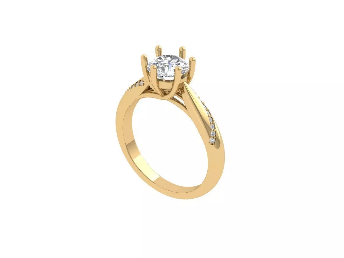 Solitaire Engagement Art Deco Ring 3D print model_0