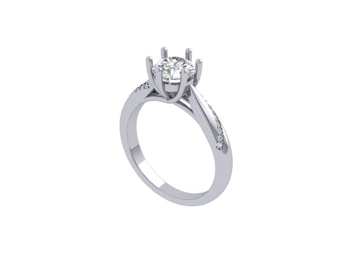Solitaire Engagement Art Deco Ring 3D print model_2
