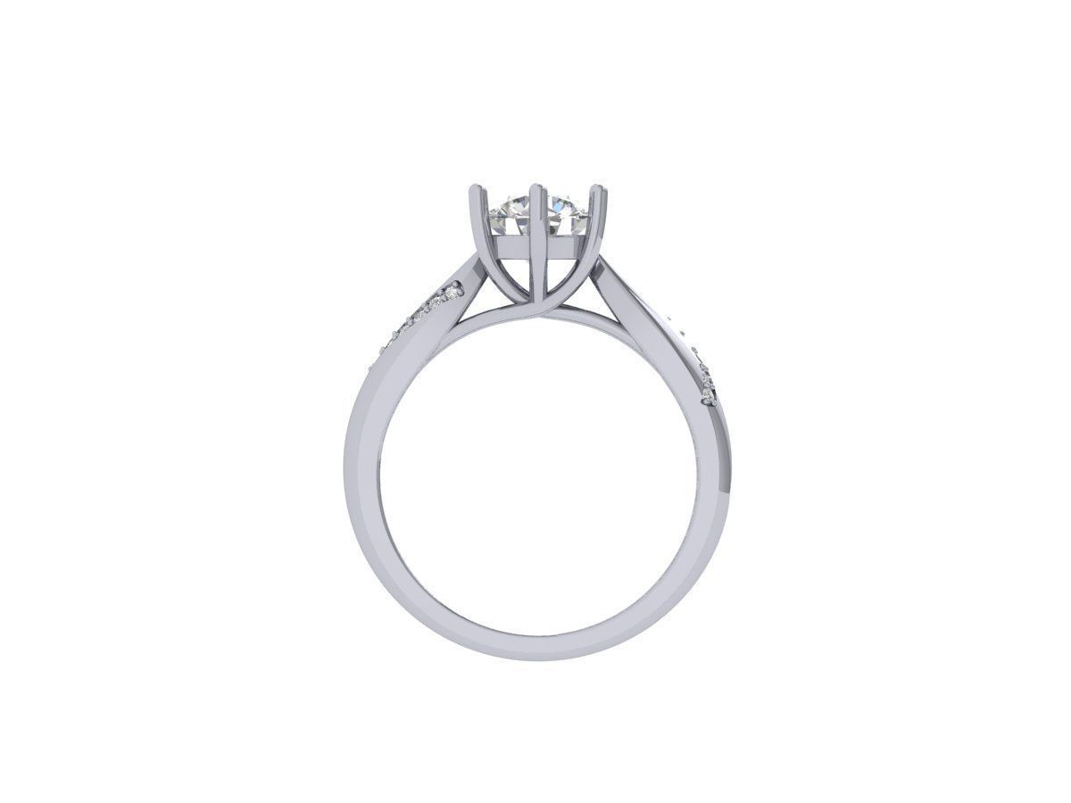 Solitaire Engagement Art Deco Ring 3D print model_9
