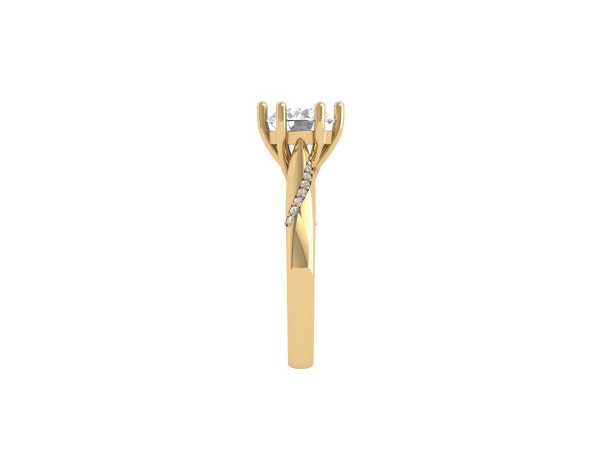 Solitaire Engagement Art Deco Ring 3D print model_7
