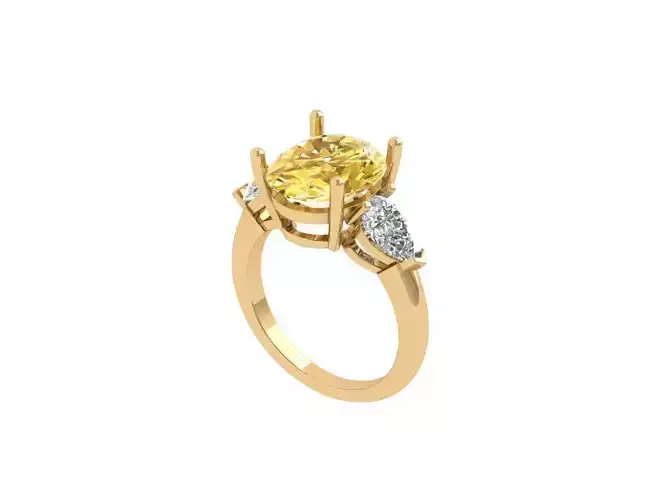  Pear 3 Stone Ring