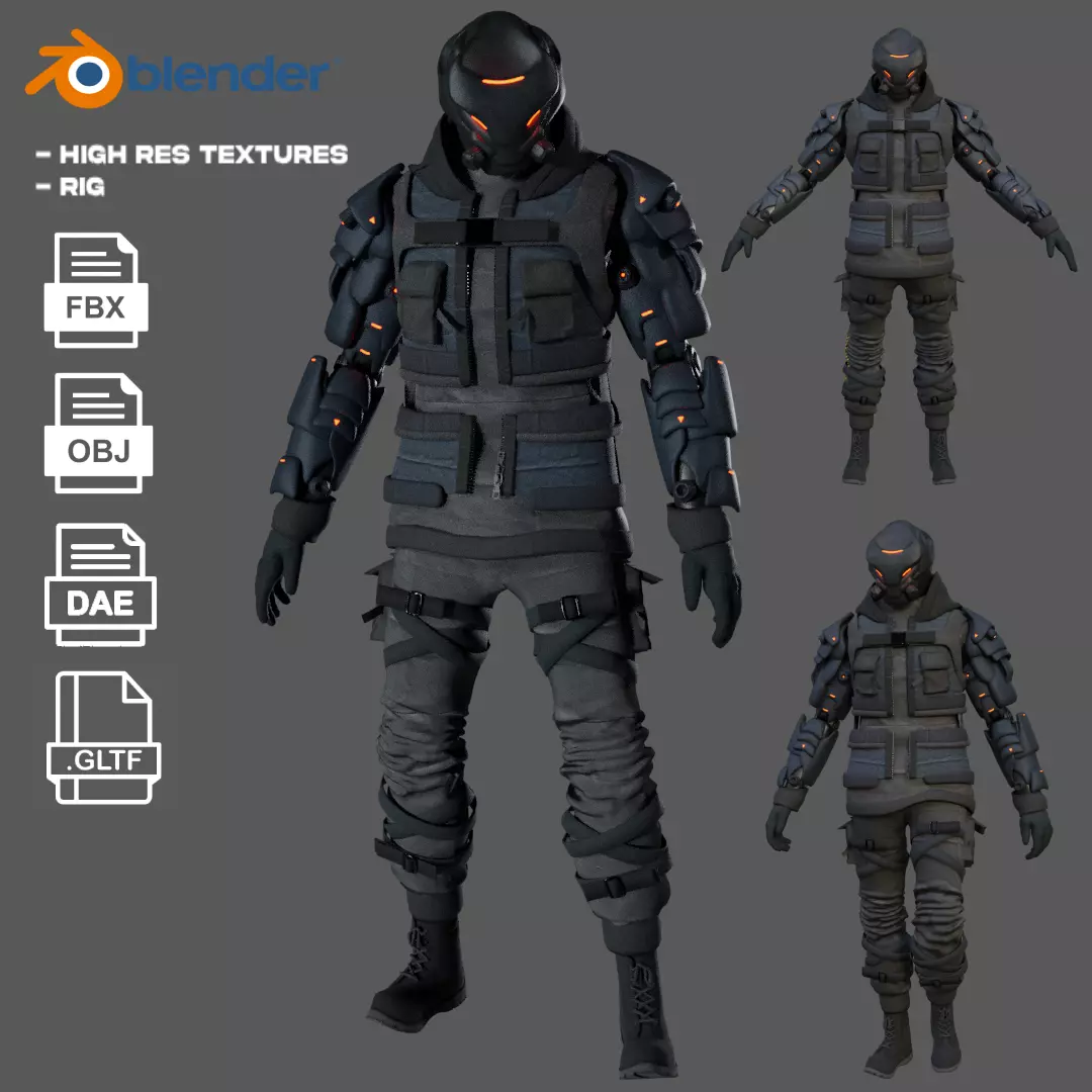 Cyberpunk Character Cyber Trooper 3D model