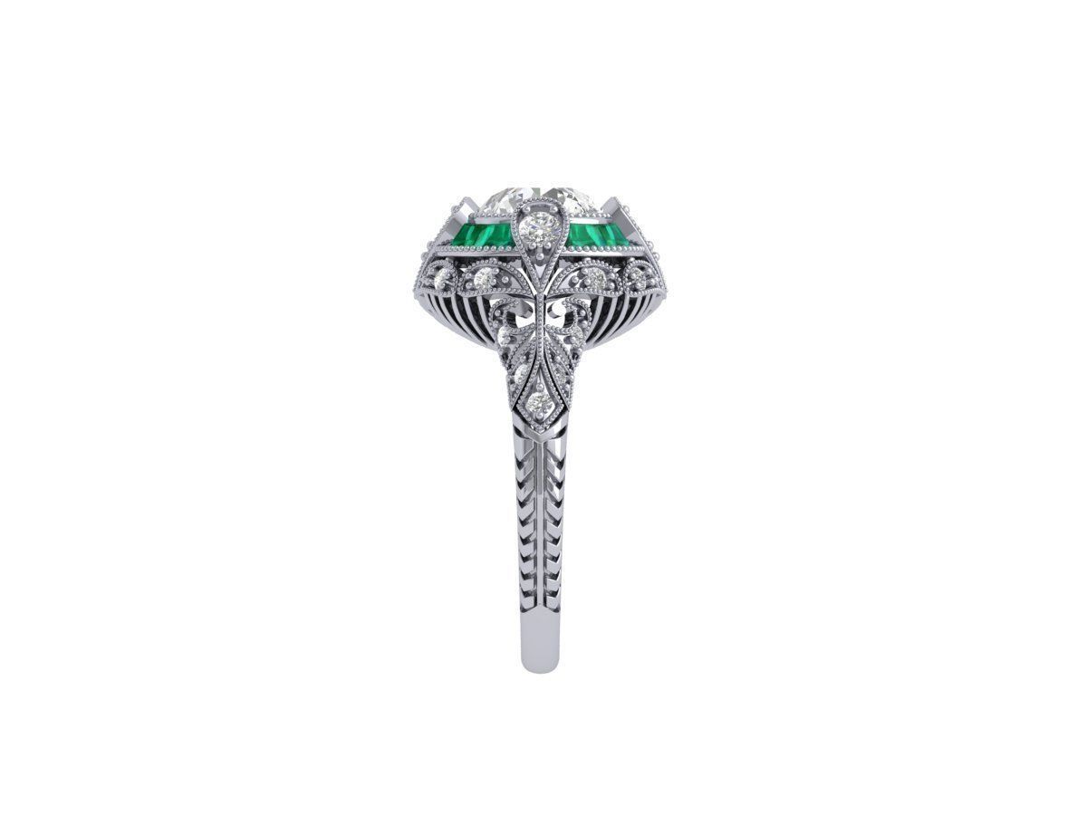 Solitaire Engagement Art Deco Ring 3D print model_7