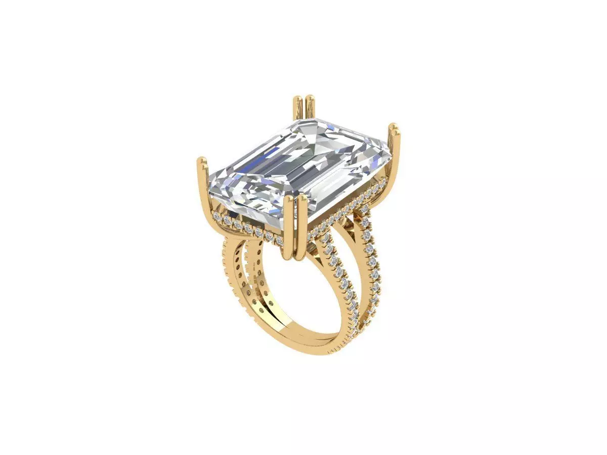 Emerald Solitaire Art Deco Ring 3D print model_0