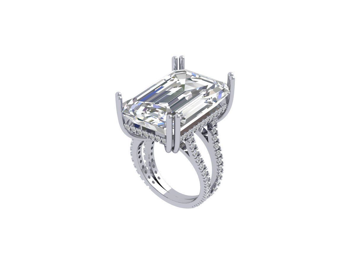 Emerald Solitaire Art Deco Ring 3D print model_2