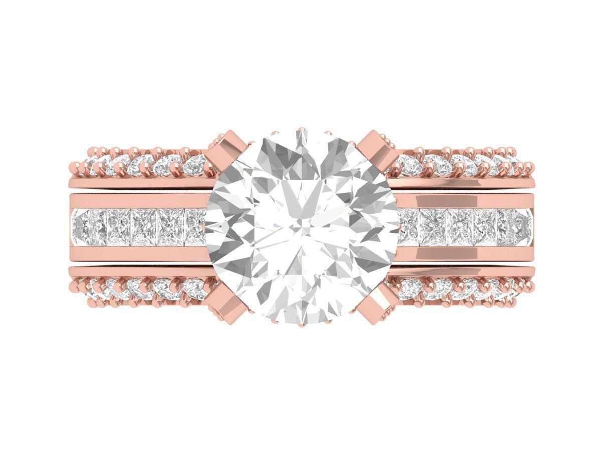 Solitair Ring Bridal Set 3D print model_3