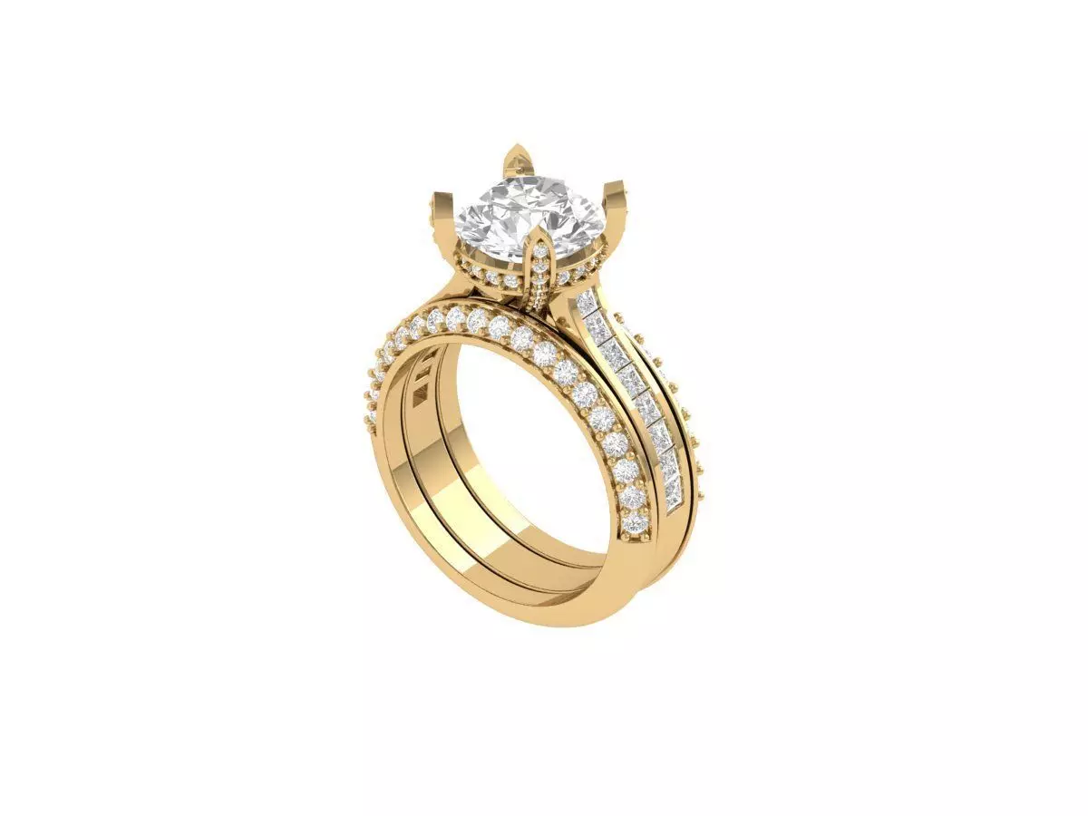 Solitair Ring Bridal Set 3D print model_0